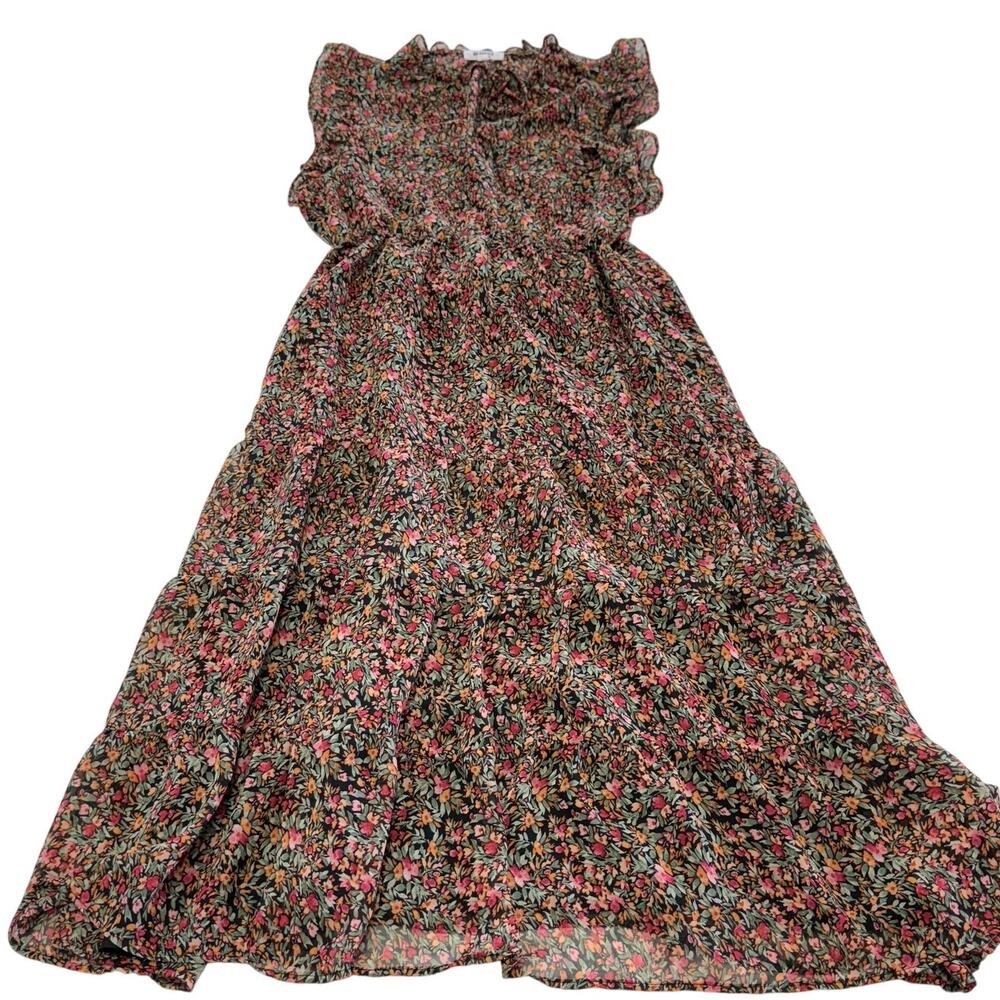 BB Dakota Dress Womens Medium Pink Orange Ditsy‎ Floral Maxi - Picture 2 of 11